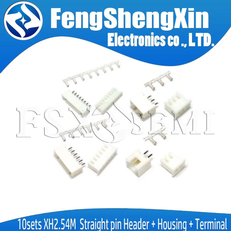 

10sets/lot XH2.54 2p/3/4/5/6/8/9-12p XH2.54 wire Connector XH 2.54mm 180 angle straight pin Header + Housing + Terminal for PCB