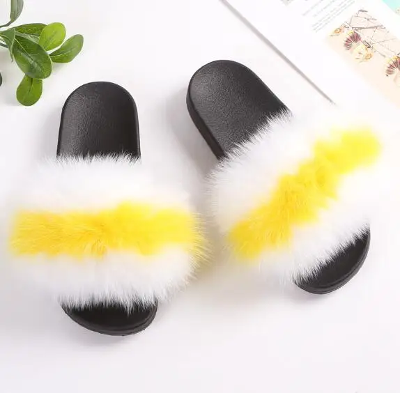 slippers Комплекты сумок через плечо для женщин; Коллекция года; Шлепанцы из натурального Лисьего меха; женские меховые шлепанцы; милые пушистые меховые Вьетнамки; пляжная сумка-мессенджер из пвх; размер 45 - Цвет: slippers