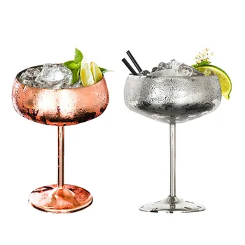 

304 Stainless Dteel Bright Copper Plating Champagne Glass Party Wide Mouth Cup White Champagne Coupes Cocktail Glass