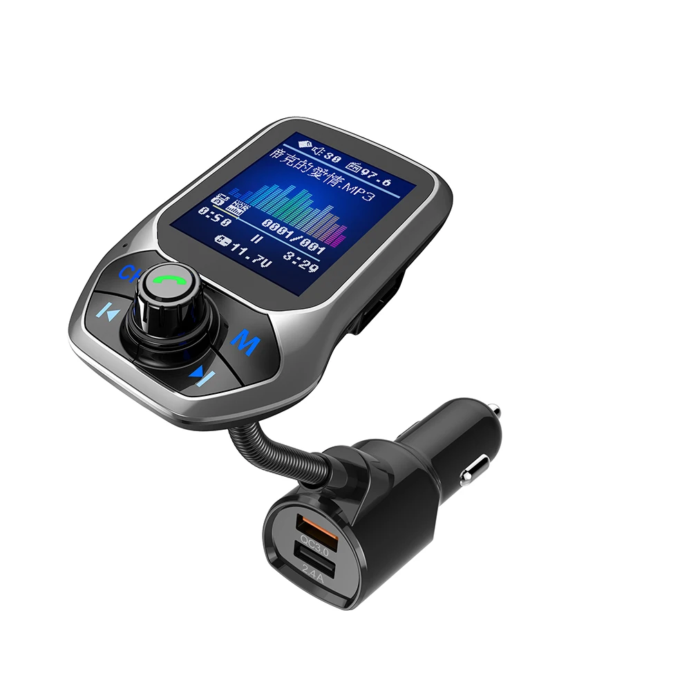 1,8 дюймов TFT QC 3,0 цветной дисплей Быстрая зарядка автомобильный комплект Bluetooth Handsfree fm-передатчик MP3 музыкальный плеер 3 USB порта