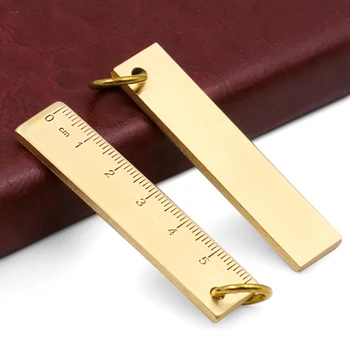 

6cm Small Copper Ruler 3mm Thickened Brass Metal Ruler Copper Key Pendant Number Plate Drafting Supplies Portable Mini Rulers