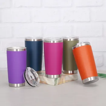 

Tumbler with Lid, Ice Coffee Tumbler, Travel Mug Vacuum Insulated Coffee Beer Pint Cup - 18/8 Stainless Steel Water Bottle