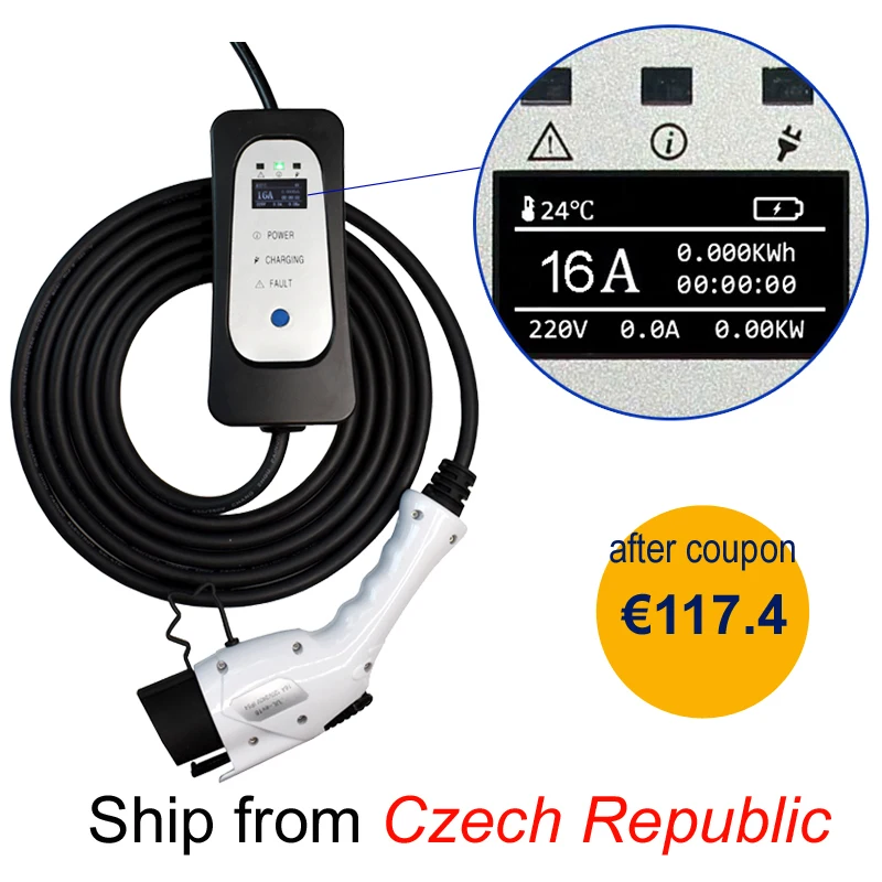 veiculo eletrico Sae j1772 ev tipo carregador 1 nível 2 evse 5m portátil ajustável controlle estações de carregamento do carro elétrico