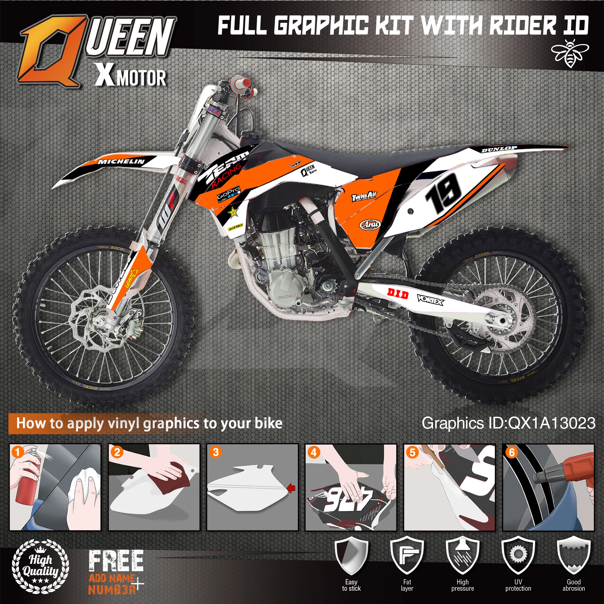 QUEEN X MOTOR Custom Team графические наклейки 3M Набор наклеек для KTM 2013 2014 2015 SX SXF 2016 EXC XC W