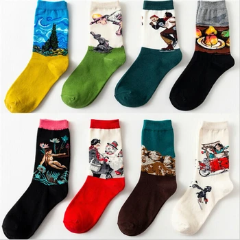 

Unisex Women Men Kid Starry Night Famous Art Painting Socks Van Gogh Modern Renaissance Artist Series Winter Couple Socks