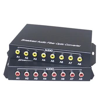 

Audio Broadcast Fiber Transceiver 8 Channel Audio RCA to Fiber Optic Converter for Audio intercom broadcast system FC SM 20km