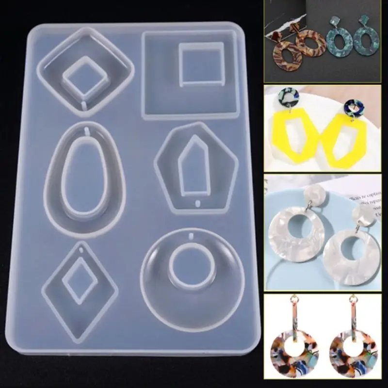 

2 Pieces New diy crystal Epoxy Mould UV Resin Necklace Pendant Earrings Jewelry Making SILICONE Mold