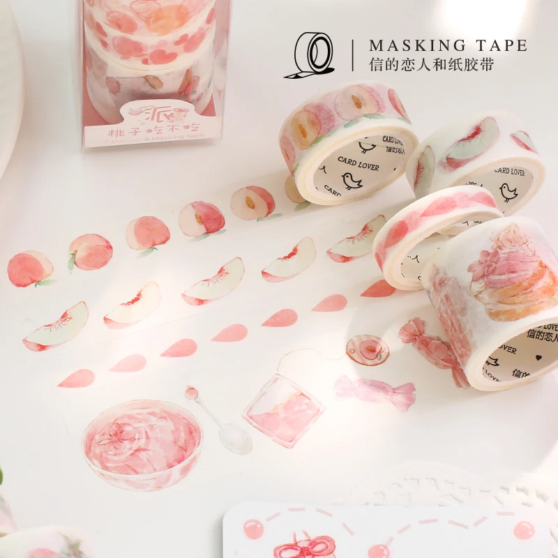 

Cute Peach Series Snack Cake Drinks Washi Tape DIY Scrapbooking Sticker Label Masking Tape Stationery S School Office Supply