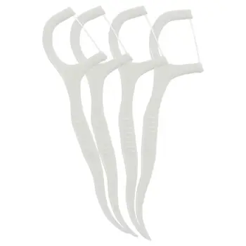

50 pieces plastic toothpicks floss pick white