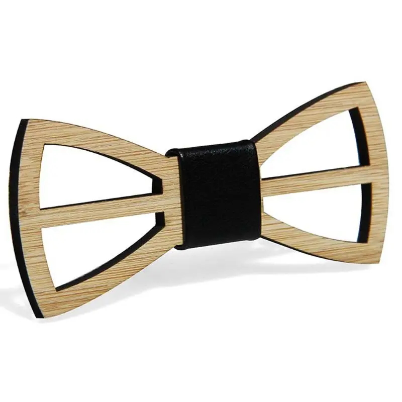 Ручной работы бамбуковый деревянный галстук-бабочка галстук для мужчин мальчиков вечерние полая Бабочка бант искусственная кожа узел
