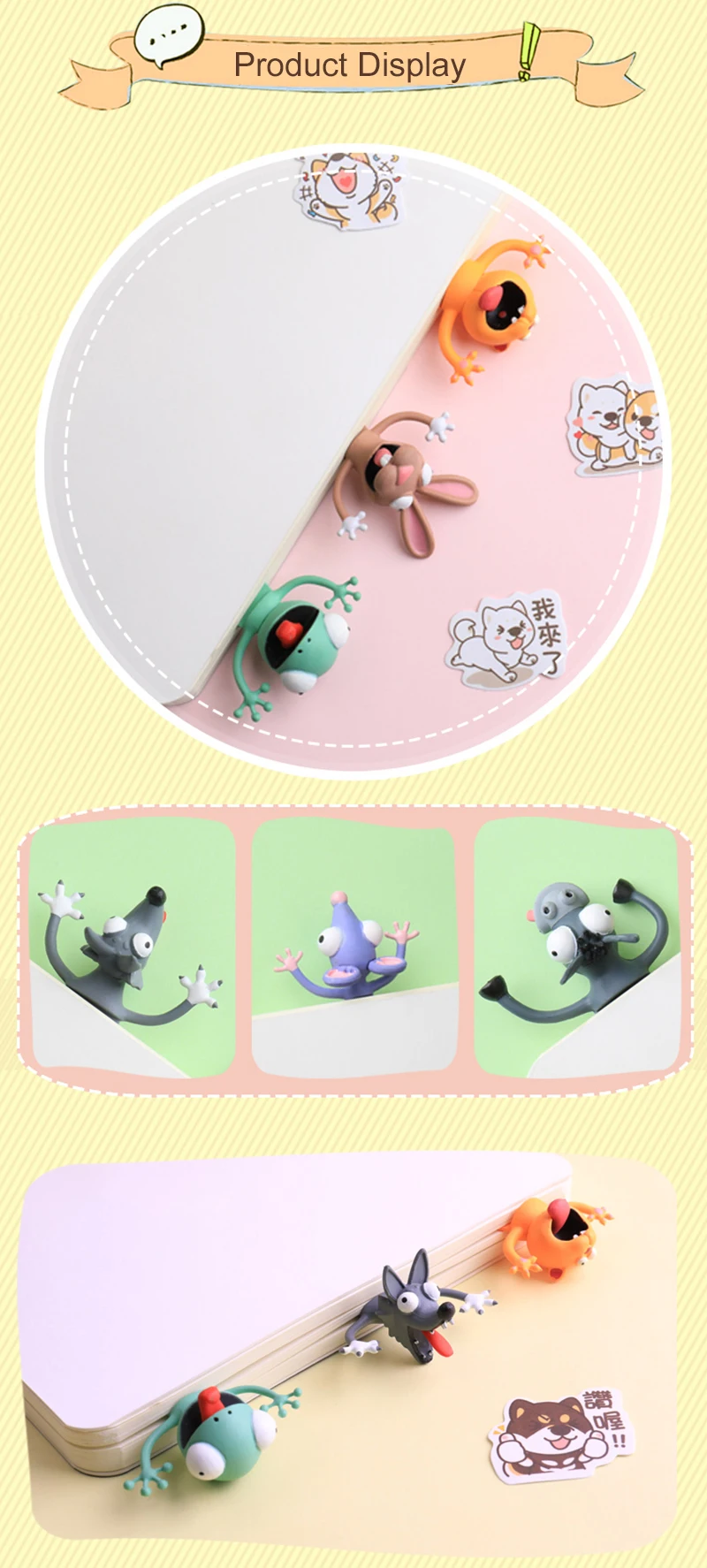 3D Stereo Cartoon Lovely Animal Bookmark Original cute cat PVC material Funny Student Children School Stationery For Kids Gift