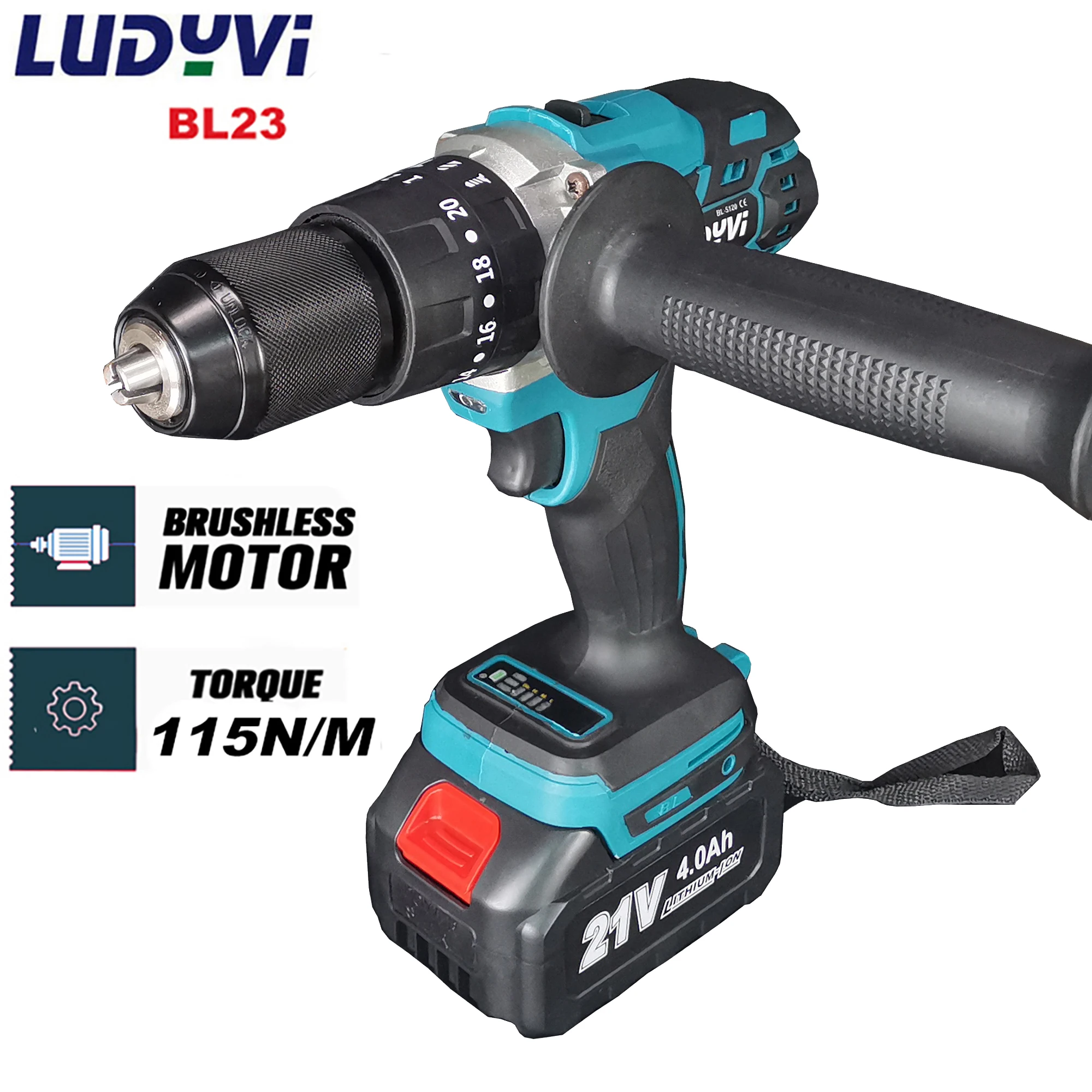 Hot Products! Brushless Electric Sc??rewdriver 21V 4000mah Battery Driver Power Tools 115N/M 20+3 Torque Impact Cordless Drill Can Drill Ice