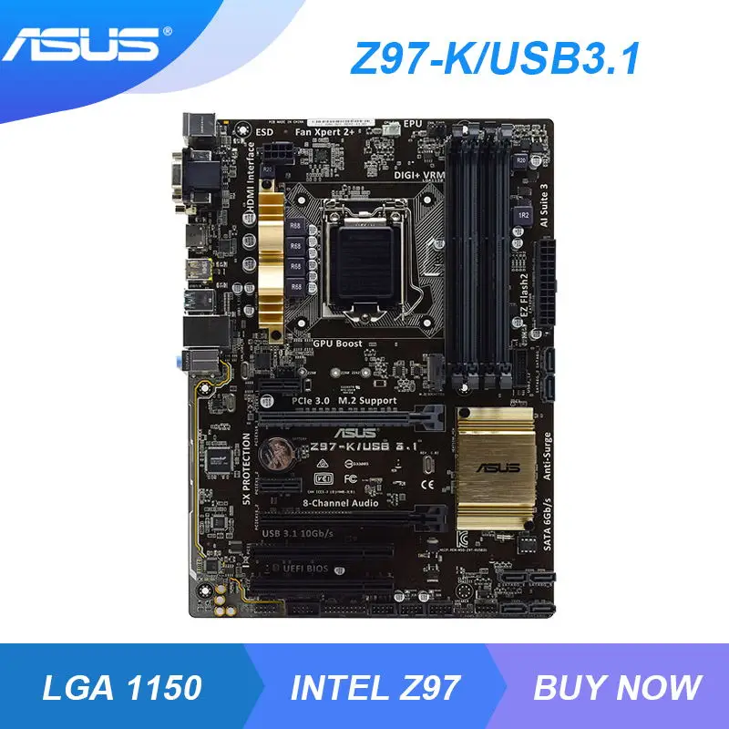 Настольная Материнская плата ASUS Z97-K/USB3.1 LGA 1150 Intel Z97 DDR3 32 Гб PCI-E 3 0 HDMI USB3.1 Core i7 i5 i3 Xeon