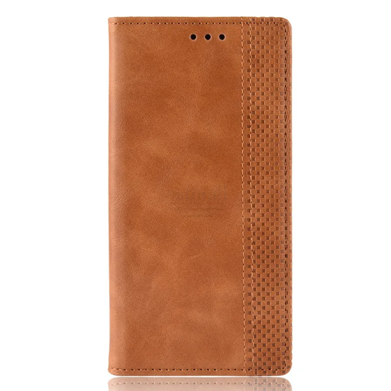 Роскошный тонкий кожаный чехол-книжка в стиле ретро на магните для Xiaomi Redmi 8A 8, чехол-книжка с бумажником и отделением для карт, мягкий чехол, сумки для мобильных телефонов - Цвет: Brown