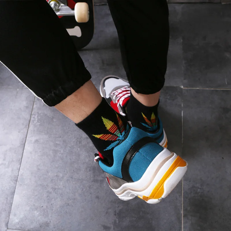 1 Pair High Quality Harajuku Chaussette Style Weed  ankle Socks for Women Men Cotton Hip Hop Socks Man Meias Mens Calcetines