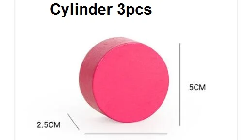 Cylinder-3pcs Детские деревянные геометрические блоки игра дети Прямоугольник квадратный цилиндр стереоскопическая модель форма игрушки для начальной школы обучающие средства - Цвет: Cylinder-3pcs