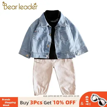 

Bear Leader Baby Boys Autumn Fashion Clothing Sets 3PCS Letter Print Jeans Jackets and Tops Solid Pants Boys Cool Outfits 1 4Y