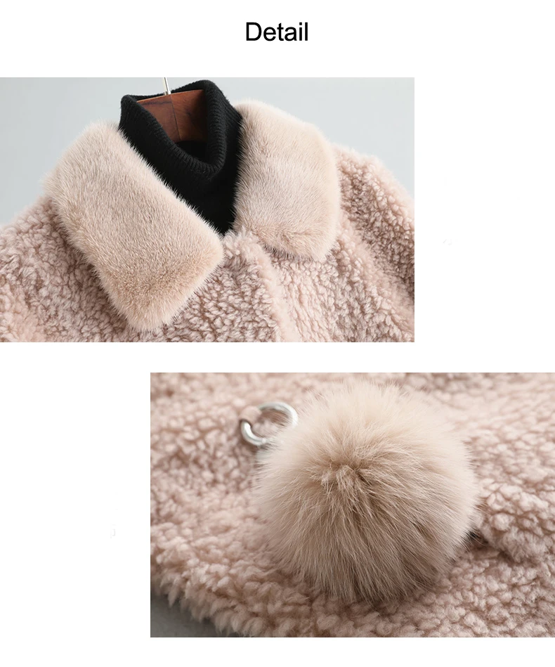 Pudi A19066 женская зимняя простая стильная натуральная шерсть шуба норковый меховой воротник куртка пальто Женская мода натуральная меховая шуба верхняя одежда