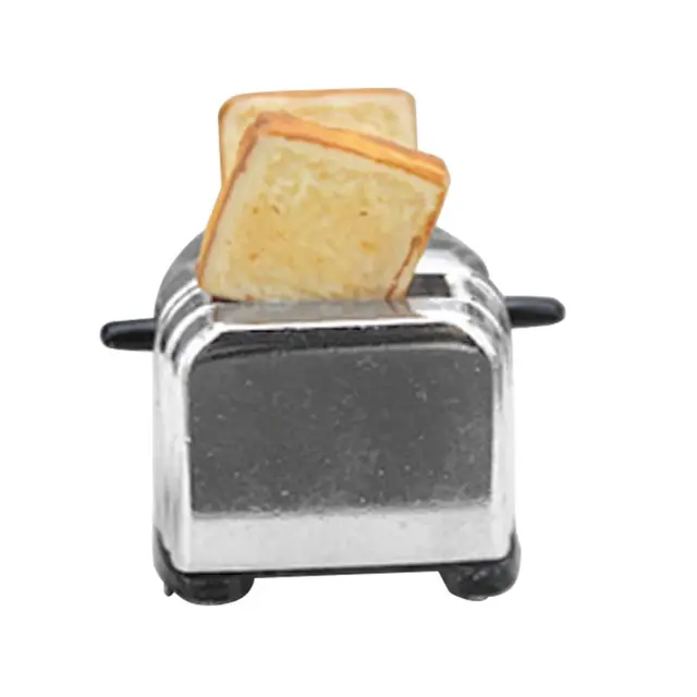 VIVIANU Miniature Toaster Bread Machine With Toast Kitchen Cookware Mini Doll House Accessories 1//6 1//12 Scale