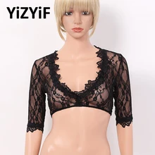 Женский Бикини Топ пляжный чехол баварский Октоберфест костюм Глубокий v-образный вырез половина рукав прозрачный кружевной пуловер Dirndl блузка кроп Топы