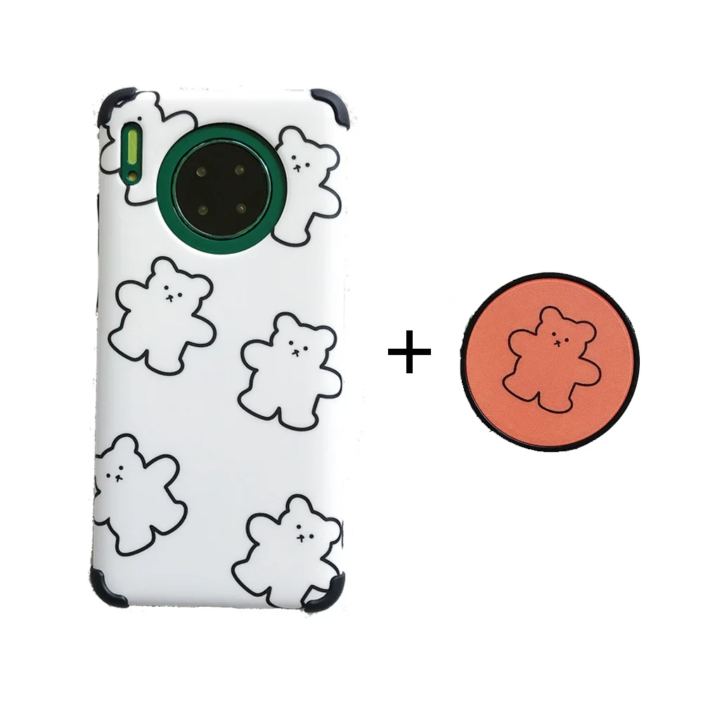 White with Orange Милый силиконовый чехол с рисунком медведя для huawei P30 P20 mate 30 Pro, чехол для huawei Honor 9X20 Pro Nova 3 4 5 Pro Coque - Цвет: White with Orange