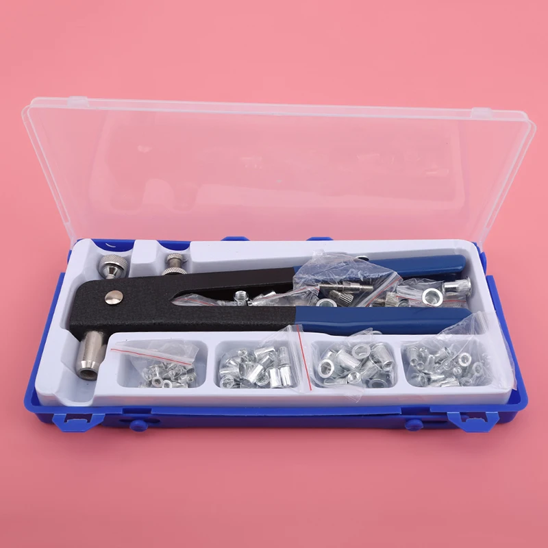 

86pcs/Set Rivet Gun Heavy Duty Nut Threaded Insert Hand Riveting Kit Rivet Nuts Nail Gun Household Repair Tools