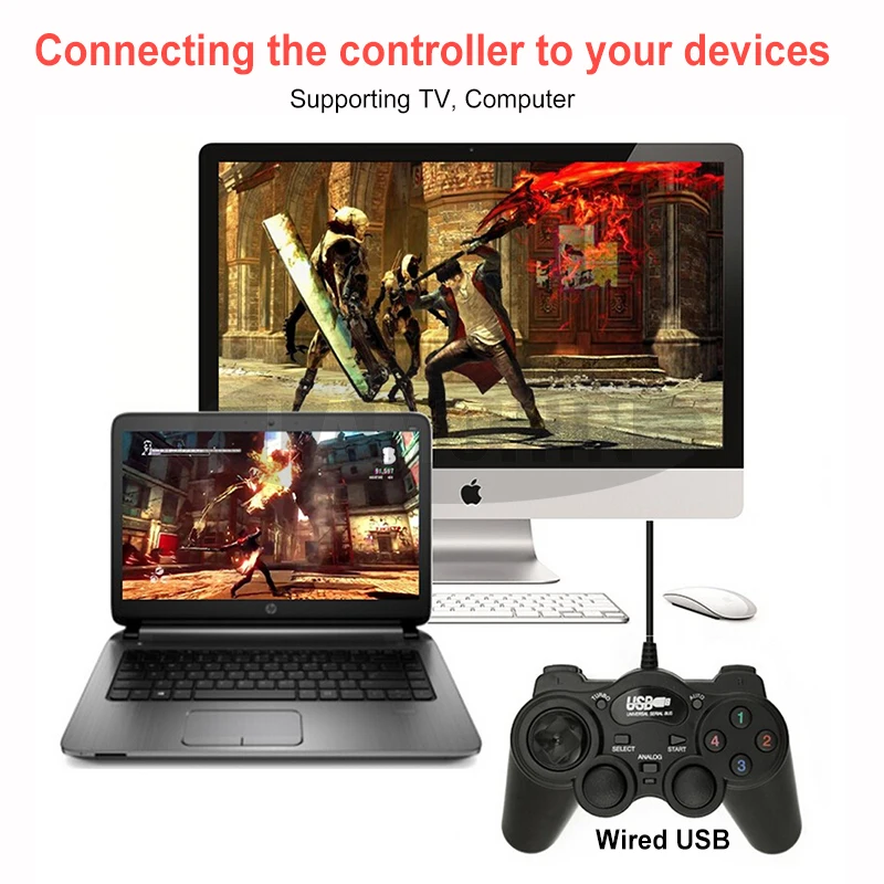 Для ПК ноутбук компьютер Win7/8/10/XP/Vista USB 2,0 проводной Shock Joypad геймпад игровой контроллер проводной игровой коврик джойстик