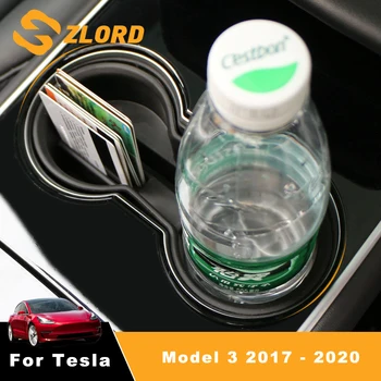 

Zlord Car Water Cup Storage Holder Box for Tesla Model 3 Model Y 2017 - 2020 ABS Rubber Car Phone Card Coin Holder Box