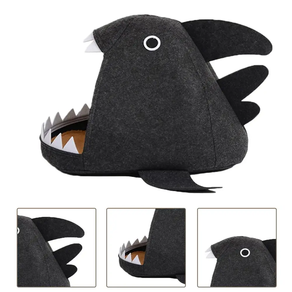 

Cat Bed Shark Mold House Soft Plush Kennel Puppy Cushion Small Dogs Cats Nest Winter Warm Sleeping Pet Dog Mat Supplies