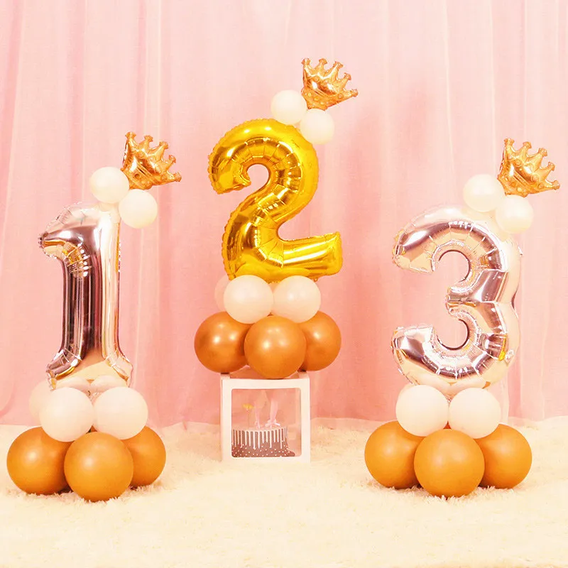 

32inch Number Balloons Foil Balloon Silver Digit Globos Wedding Birthday Party Decorations Adult Kids Baby Shower Party Supplies