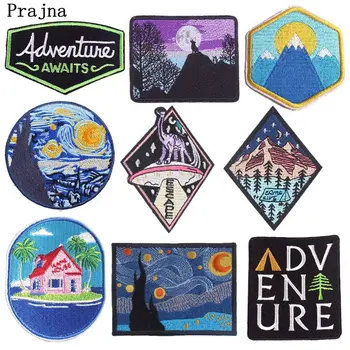 

Prajna Outdoor Hiking Patch Iron On Patches Embroidered Patches For Clothing Applique Stripes Landscapes Patch For Jackets DIY