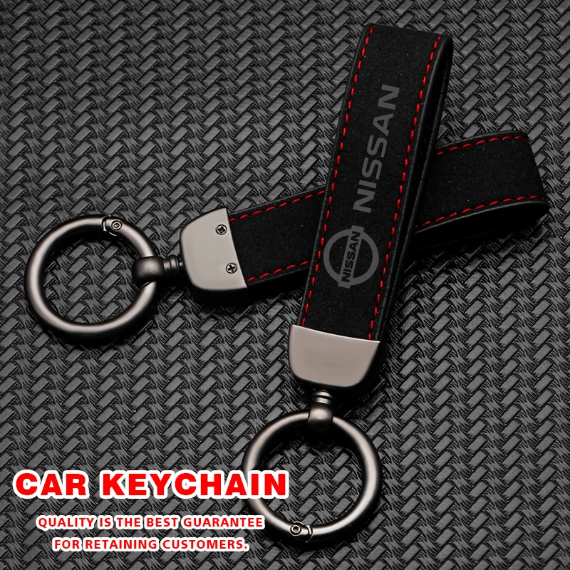 Car Logo Keychain Suede Leather Keyring Metal Buckle Key Chain Gifts