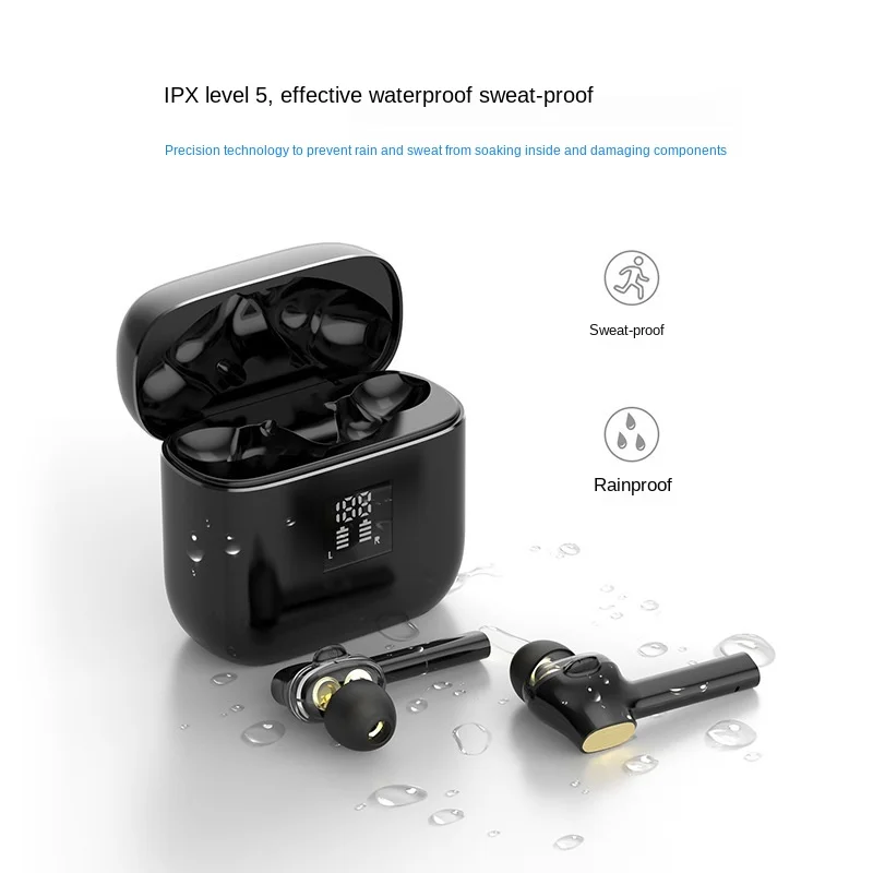 free shipping Bluetooth headset Double dynamic bass wireless TWS Bluetooth Noise reduction function Portable charging tank