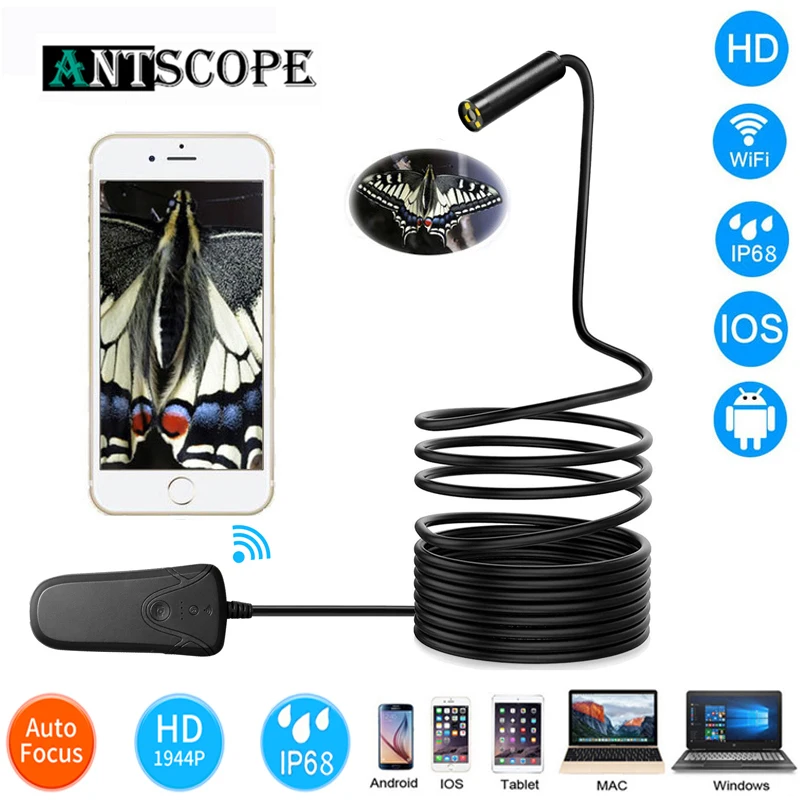 Antscope автоматическая фокусировка 5 0 мегапикселей Водонепроницаемый Wifi эндоскоп