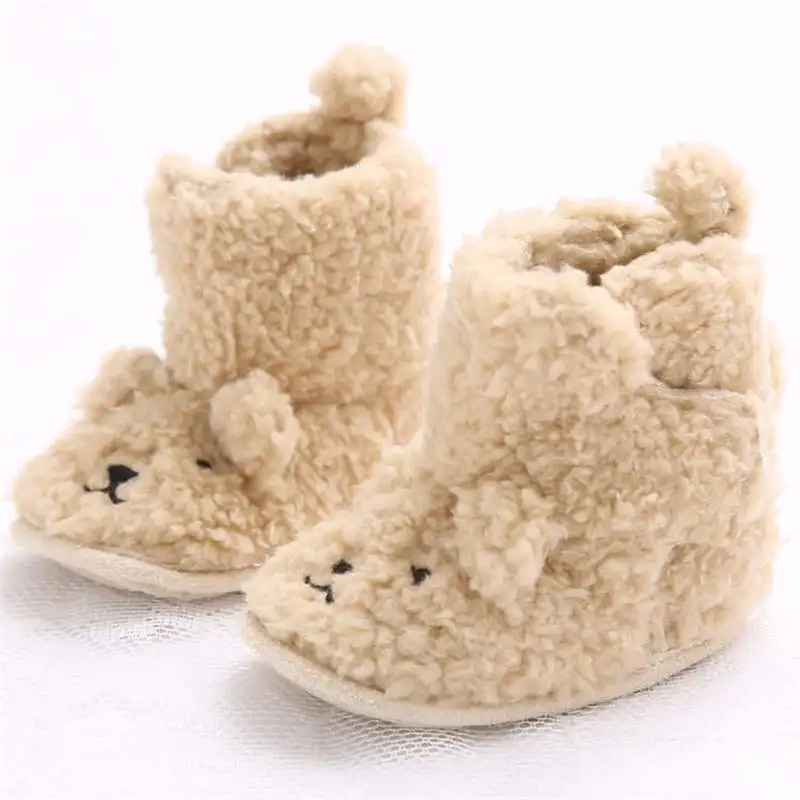 Зимняя обувь из хлопчатобумажной ткани с изображением животных, щенков, кролика, теплая плюшевая домашняя обувь с мягкой подошвой для малышей, обувь для первых шагов