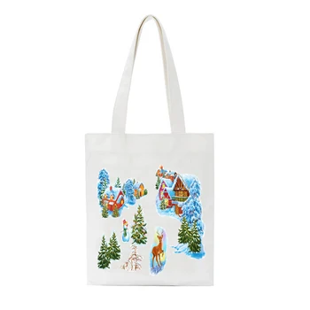 

Women Canvas Shoulder Bag Pure Cotton Ladies Shopping Bag Casual Deep Blue Letter Tote Female Folding Beach Bags Chic Handbag