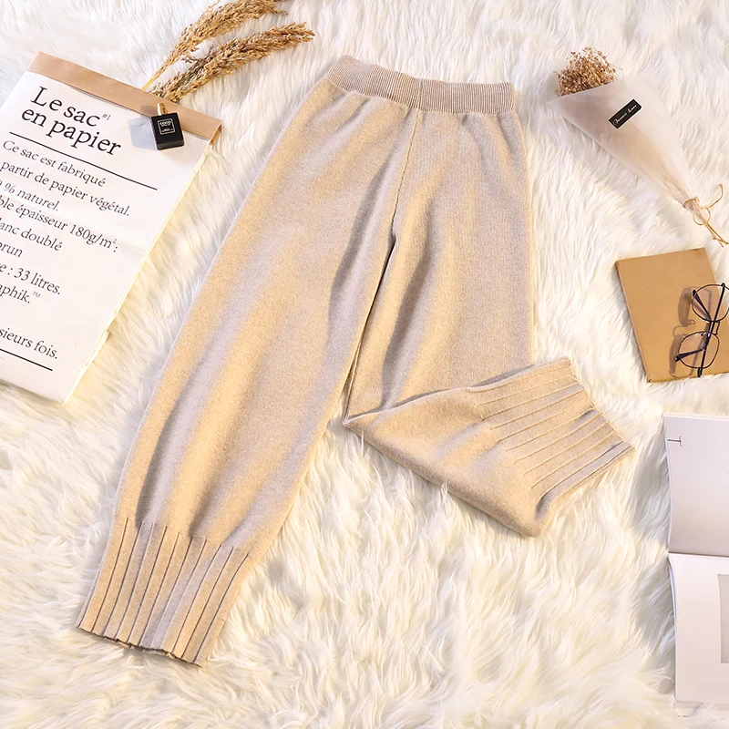

2020 Fashion Casual Women Harem Pants Loose Female Autumn Winter Knitted Pant High Waist Trousers Sweatpants Plus Size 5X WP222