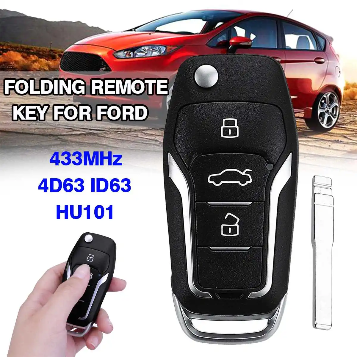 Авто Флип дистанционный брелок ID63 4D63 чип HU101 для Ford S-Max B-Max C-Max Fiesta Focus 2005 2006-2011 Galaxy Mondeo 433 МГц