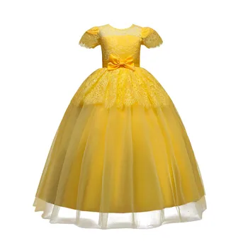 

5-13 years old teenagers girls Long style children's wedding birthday party lace Cape vintage dress