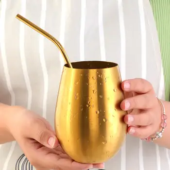 

Stainless Steel Wine Glasses Cups,500ml Beer Meatal Cup Coffee Tumbler Cocktail Tea Milk Drinking Mugs Portable Outdoor Travel