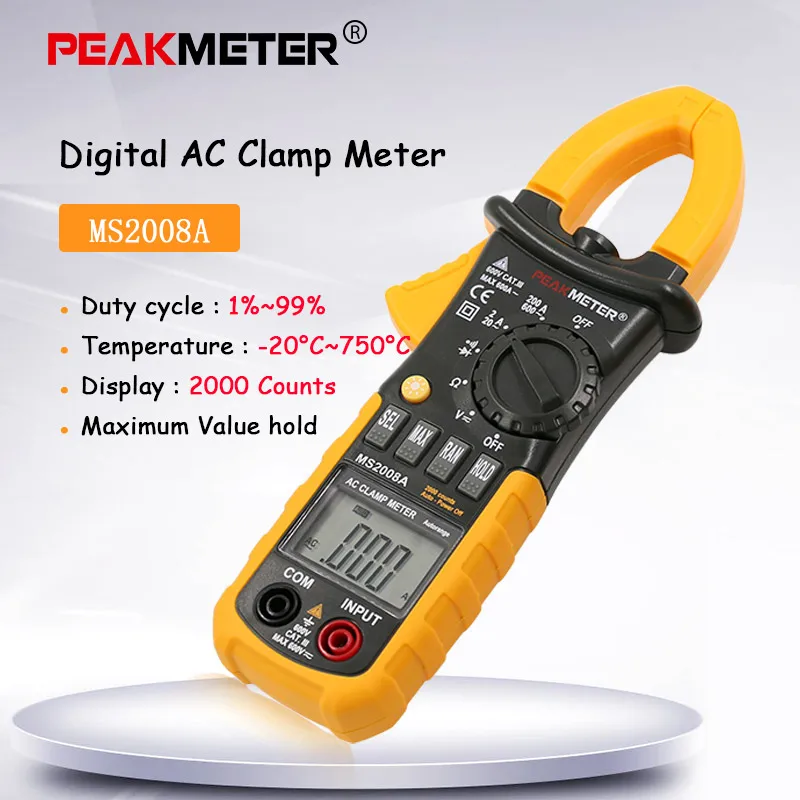 PEAKMETER MS2008A Professional digital AC Clamp meter w/2F Back Light