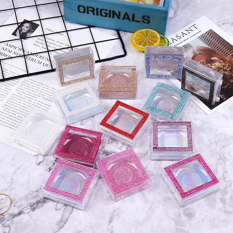 1Pcs Square Diamond False Eyelash Packaging Box Fake 3d Mink Eyelashes Boxes Diamond Case Lashes Empty Wholesale