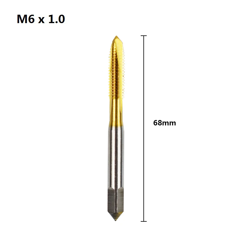 1 шт. HSS M2/M2.5/M3/M3.5/M4/M5/M6/M8 винтовой кран титановое покрытие сверло метрический ручной кран Прямой Флейта Резьба Кран - Цвет: M6x1.0