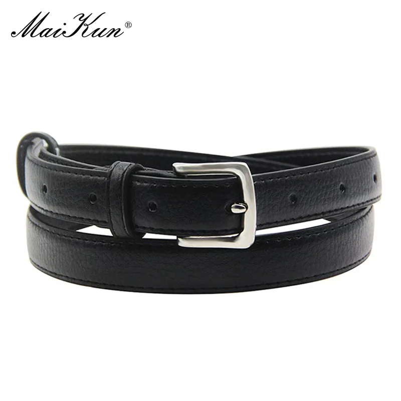 MaiKun – ceinture en cuir slim pour femmes, couleur unie, boucle ardillon, Simple, petite taille, costume d'affaires, taille décontractée