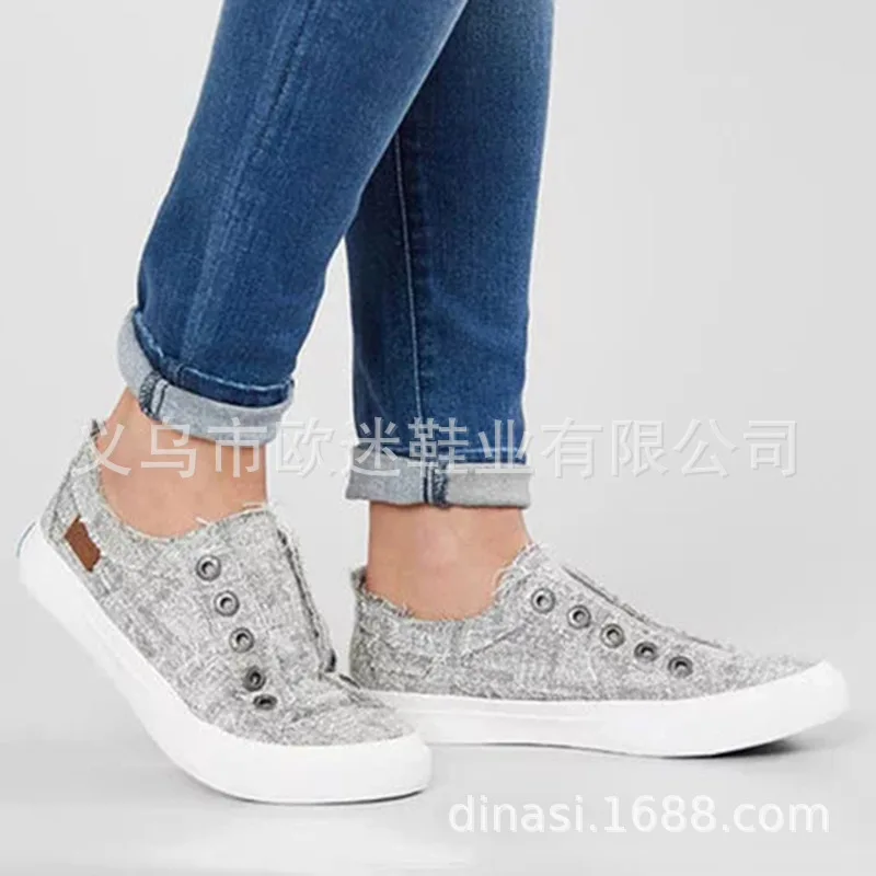 

Leisure Flat Chunky Sneakers Slip-On Sewing Button Metal Decoration Vulcanize Sweet Fashion Shoes Spring Autumm Women Shoes