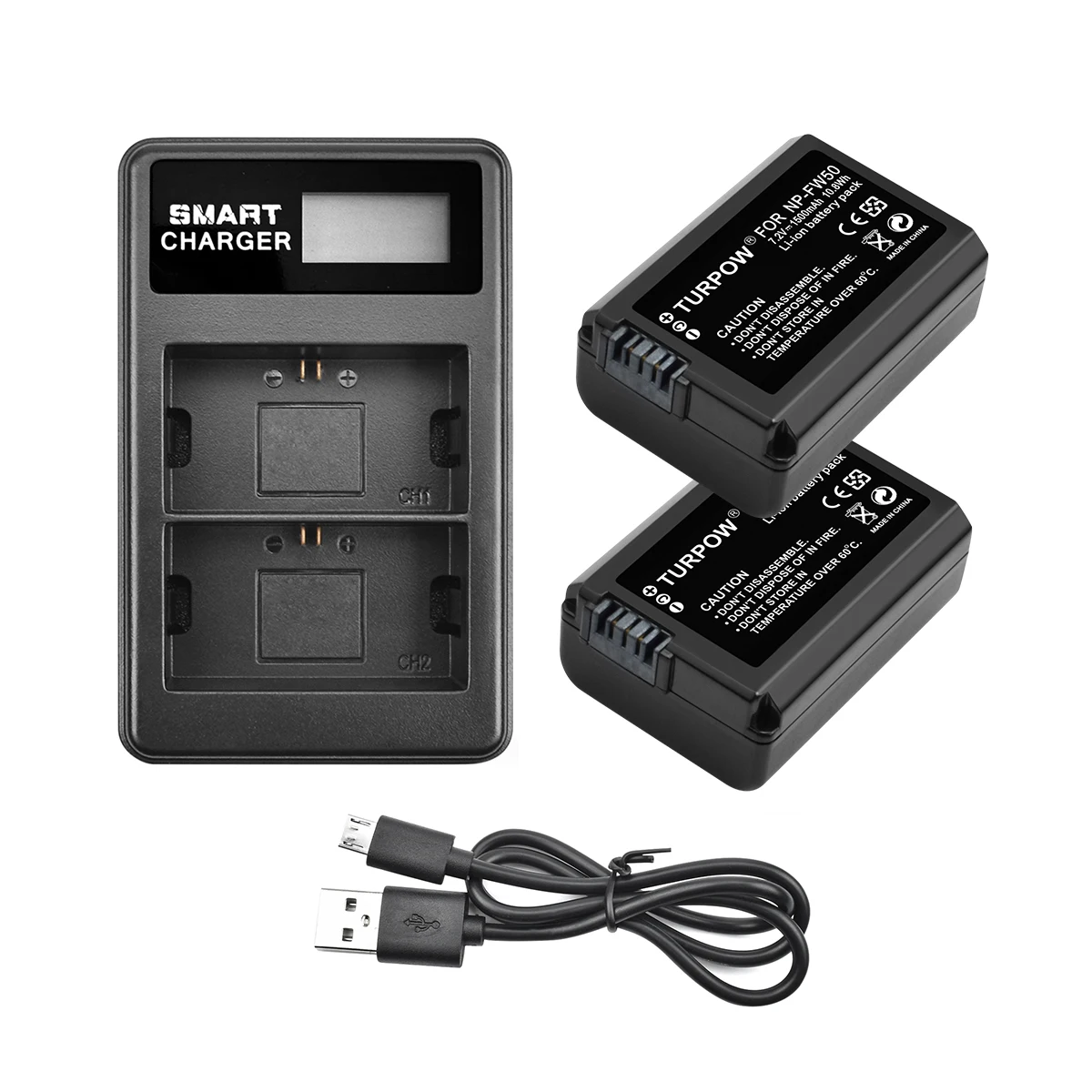 TURPOW для sony 3 шт. 7,2 V 2000 мА/ч, NP-FW50 NPFW50 NP FW50 Камера Батарея ДЛЯ Alpha 6500 6300 6000 5000 3000 a7R a7S a7S II a7II - Цвет: 2X DUE Charger