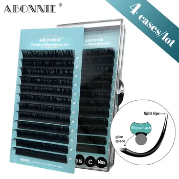 

Abonnie4cases/lot New Matte Flat Eyelash Extensions Individual Mink 0.15 0.20 Softer Ellipse Flat Lash Split Tips Ligher Volume