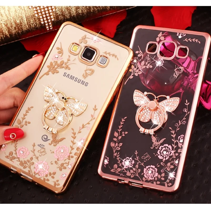 

Luxury Diamond Soft TPU Finger Ring Holder Phone Shell Case Cover For Samsung Galaxy C5 pro C7 pro C8 C9 pro C10