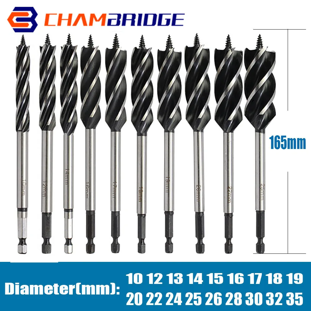 10-35mm High Speed Four-slot Four-blade Steel Twist Drill Bit 6.35mm Hexagonal Shank Woodworking Tools Drill Bit Hole Opener saw three blade spiral groove step drill hexagonal shank stainless steel metal hole opener reaming countersunk drill