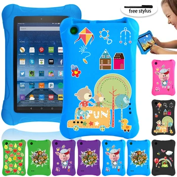 

Cartoon Series Tablet Case for Amazon Fire 7(5th/7th/9th Gen)7 Inch Anti-slip Kids EVA Soft Shell Tablet Case + Free Stlyus